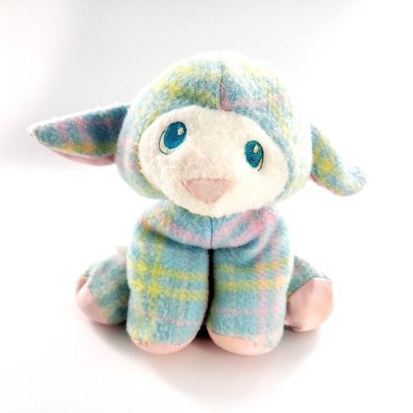 Vintage 1980s Playskool Snuzzles Lamb Plush Plaid Pattern Satin Feet Ears